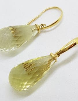 14ct Yellow Gold Lemon Citrine Long Drop Earrings