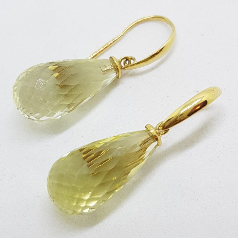 14ct Yellow Gold Lemon Citrine Long Drop Earrings