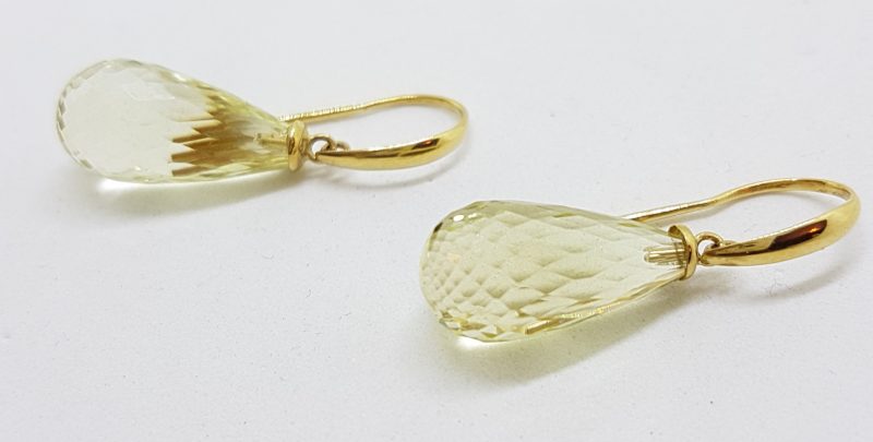 14ct Yellow Gold Lemon Citrine Long Drop Earrings
