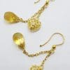 18ct Yellow Gold Ornate Teardrop Citrine Heart Chain Drop Earrings