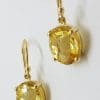 9ct Yellow Gold Oval Claw Set Citrine Drop Earrings