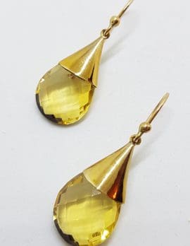 9ct Yellow Gold Teardrop Citrine Cone Drop Earrings