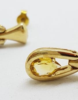 9ct Yellow Gold Teardrop Shape Citrine Drop Stud Earrings