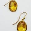 9ct Yellow Gold Oval Citrine Drop Earrings