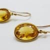 9ct Yellow Gold Oval Citrine Drop Earrings