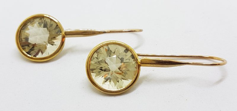 20200614_113744 9ct Yellow Gold Lemon Citrine Long Round Drop Earrings