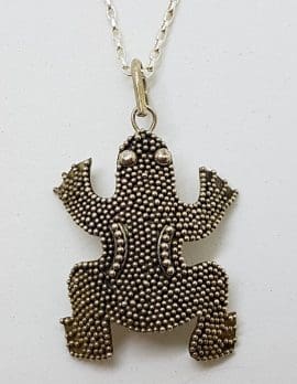 Sterling Silver Frog Pendant on Silver Chain
