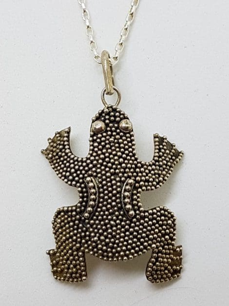 Sterling Silver Frog Pendant on Silver Chain