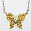 Sterling Silver Butterfly Necklace - Available in Peridot or Citrine