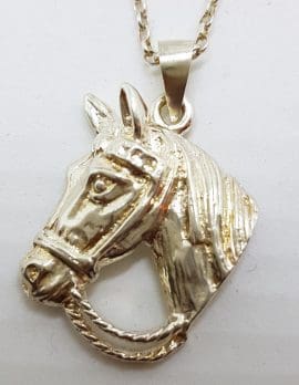 Sterling Silver Horse Head Pendant on Silver Chain