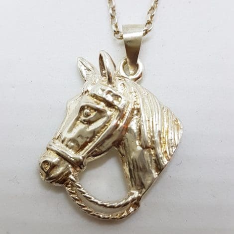 Sterling Silver Horse Head Pendant on Silver Chain