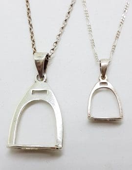 Sterling Silver Horse Stirrup Pendant on Silver Chain - 2 Sizes