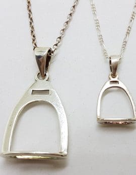 Sterling Silver Horse Stirrup Pendant on Silver Chain - 2 Sizes