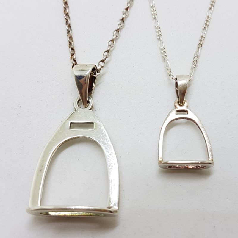 Sterling Silver Horse Stirrup Pendant on Silver Chain - 2 Sizes