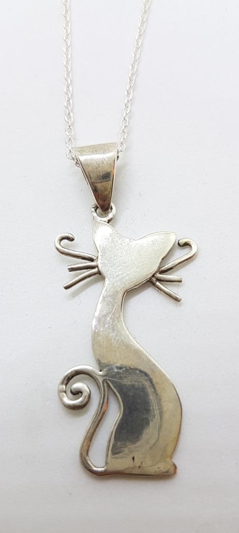 Sterling Silver Cat Silhouette Pendant on Silver Chain