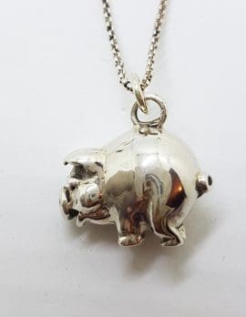 Sterling Silver Pig Solid Pendant on Silver Chain