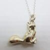 Sterling Silver Heavy Solid Squirrel Pendant on Silver Chain