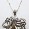 Sterling Silver Amethyst Octopus Pendant on Sterling Silver Chain