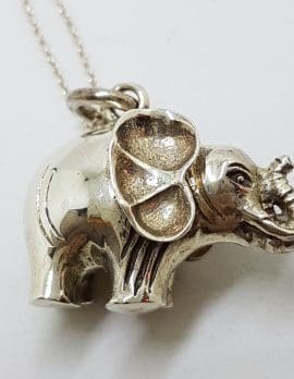 Sterling Silver Large Solid/Heavy Elephant Pendant on Silver Chain