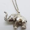 Sterling Silver Heavy Solid Elephant Pendant on Silver Chain