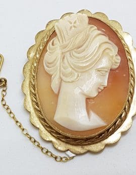 9ct Yellow Gold Oval Lady Cameo Brooch