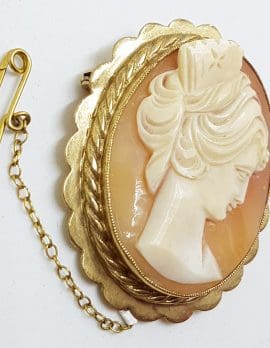 9ct Yellow Gold Oval Lady Cameo Brooch
