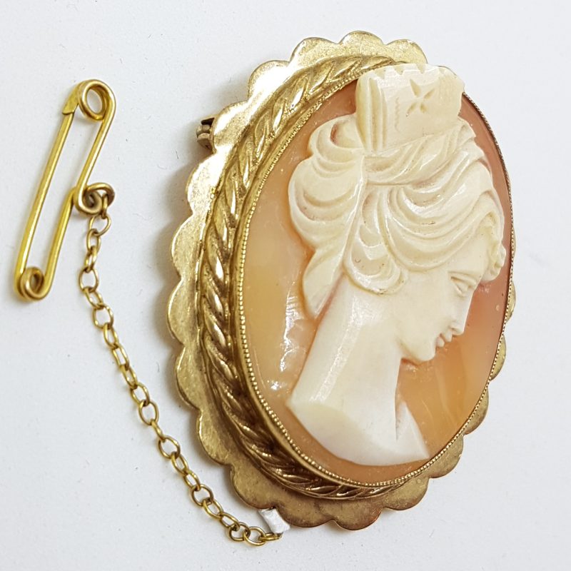 20200620_200738 9ct Yellow Gold Oval Lady Cameo Brooch