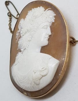 9ct Rose Gold Large Oval Lady Cameo Brooch