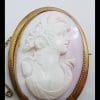 9ct Rose Gold Large Oval Lady Pink Cameo Brooch