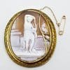 9ct Yellow Gold Very Large Oval Ornate Scenery Cameo Brooch