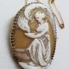 9ct Yellow Gold Large Oval Ornate Greek Mythology Hebe Scenery Cameo Brooch