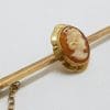 9ct Yellow Gold Oval Cameo Lady Head Bar Brooch