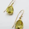 9ct Yellow Gold Teardrop Lemon Citrine Drop Earrings