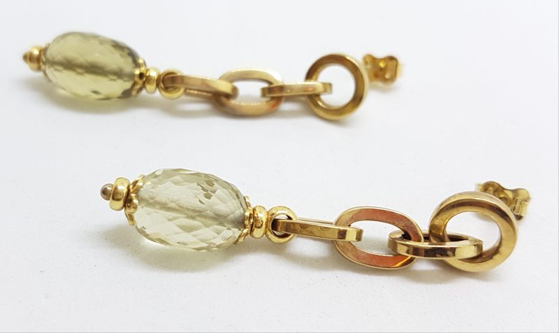 20200622_195534 9ct Yellow Gold Lemon Citrine / Quartz Long Drop Earrings