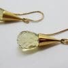 9ct Yellow Gold Lemon Citrine / Quartz Cone Drop Earrings