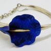 Sterling Silver Titanium Blue Lily Flower Bangle