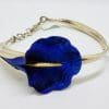 Sterling Silver Titanium Blue Lily Flower Bangle