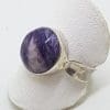 Sterling Silver Round Charoite Ring