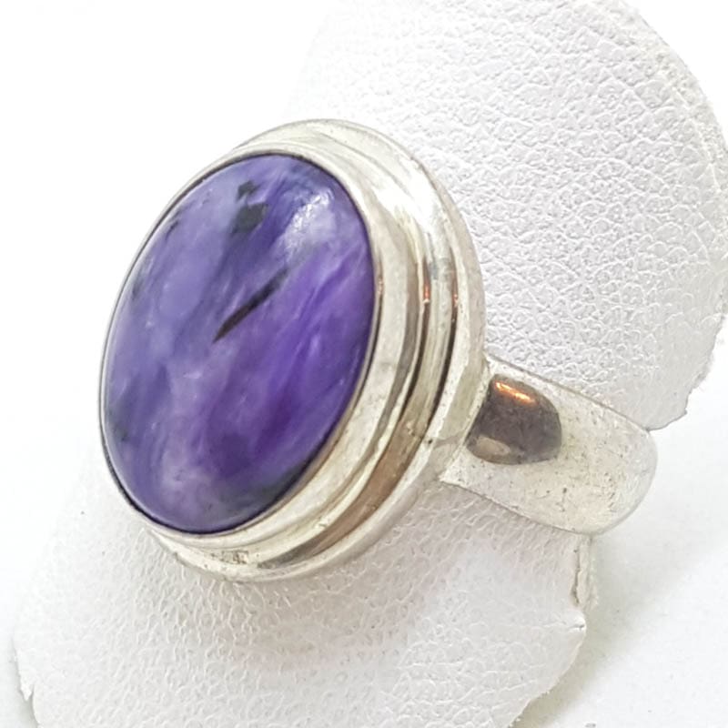 Sterling Silver Large Oval Charoite Ring