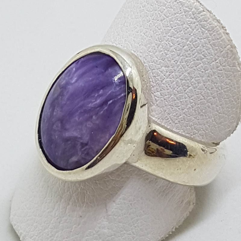 Sterling Silver Oval Charoite Ring