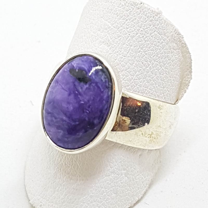 Sterling Silver Oval Charoite Ring