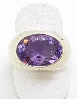 Sterling Silver Oval Amethyst Chunky/Solid Ring