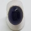 Sterling Silver Large Oval Cabochon Amethyst Ring