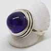 Sterling Silver Pointy Round Cabochon Amethyst Ring