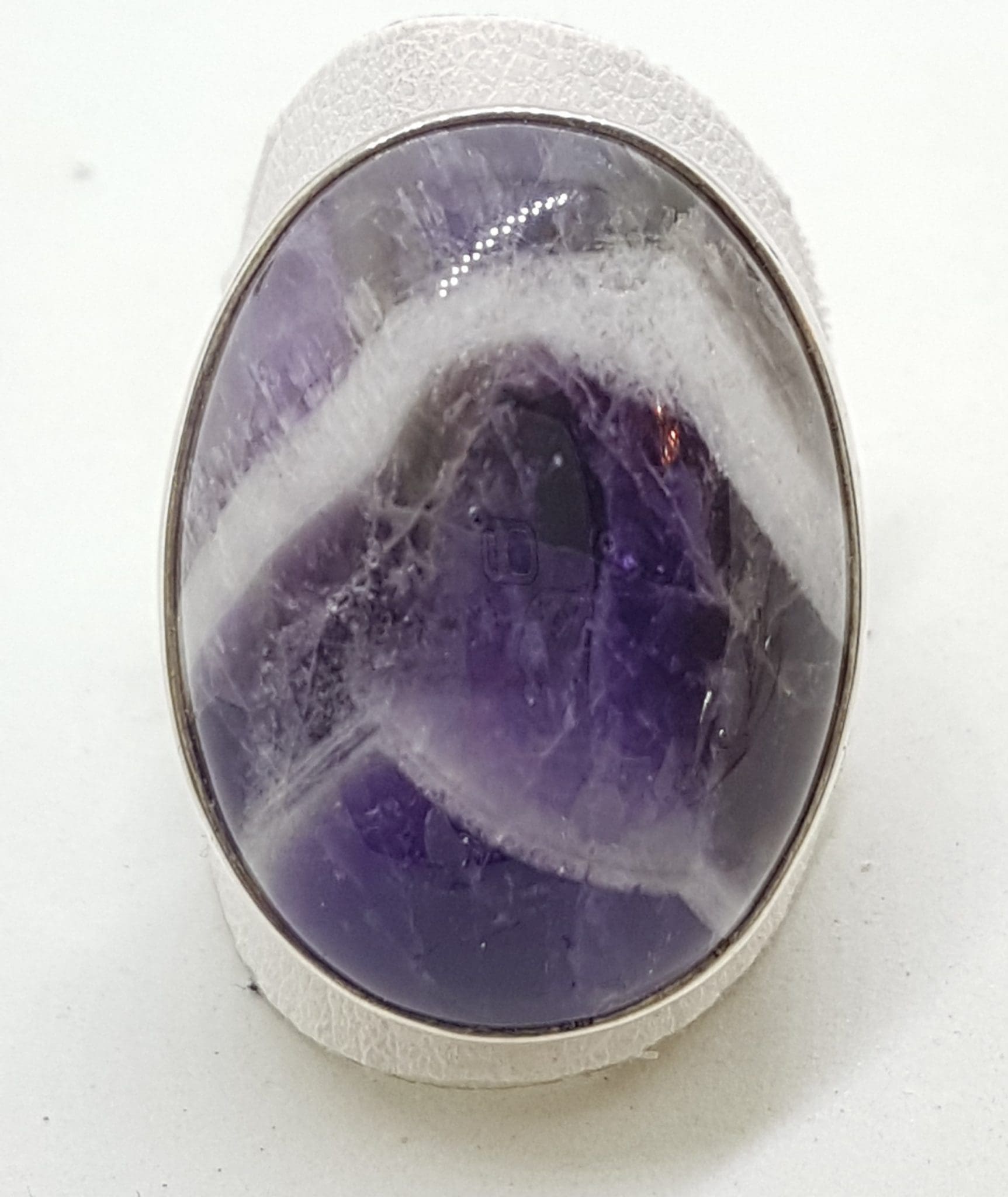 Sterling Silver Very Large Oval Amethyst Ring