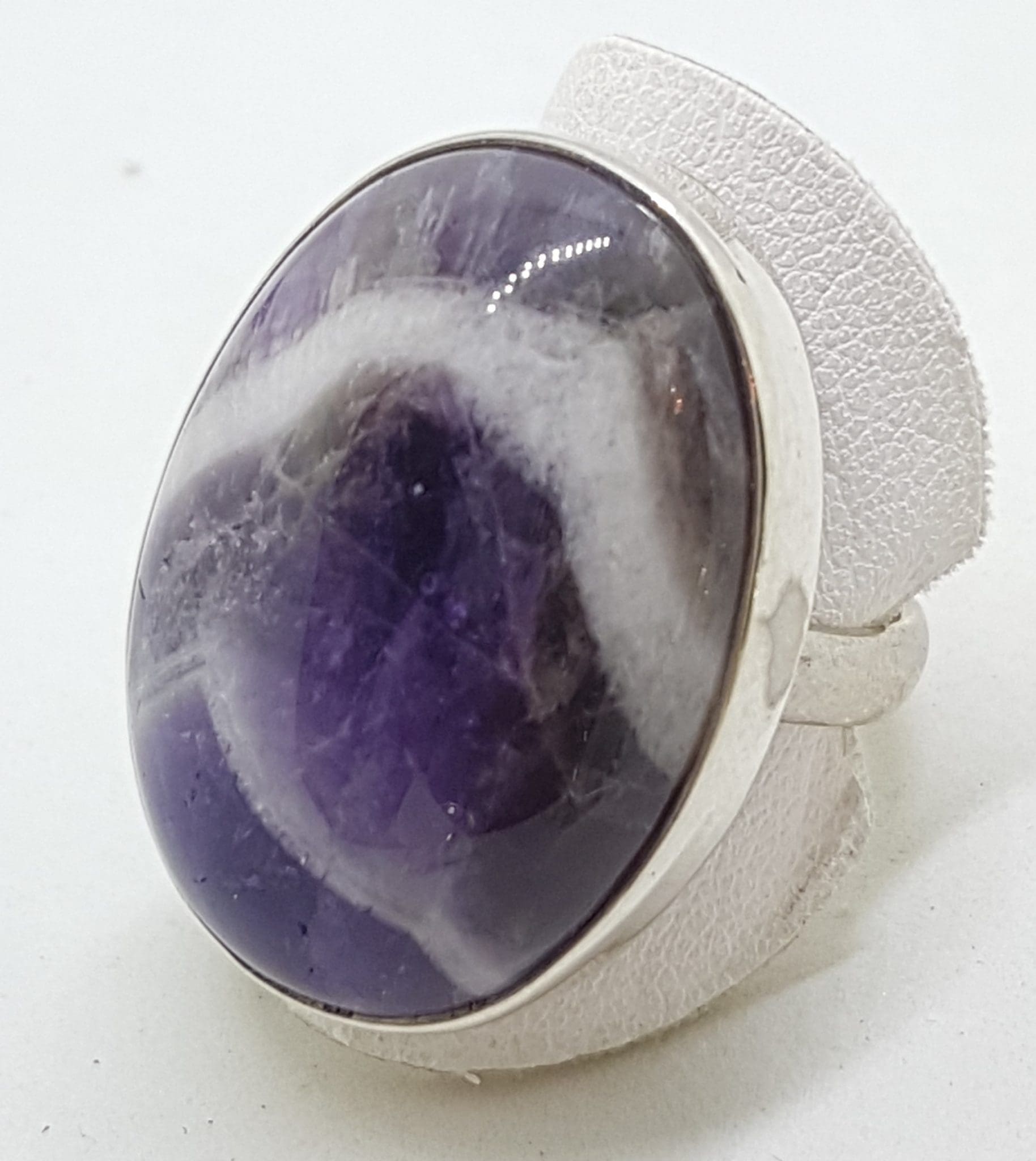 Sterling Silver Very Large Oval Amethyst Ring
