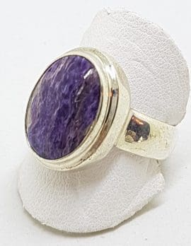 Sterling Silver Oval Charoite Ring