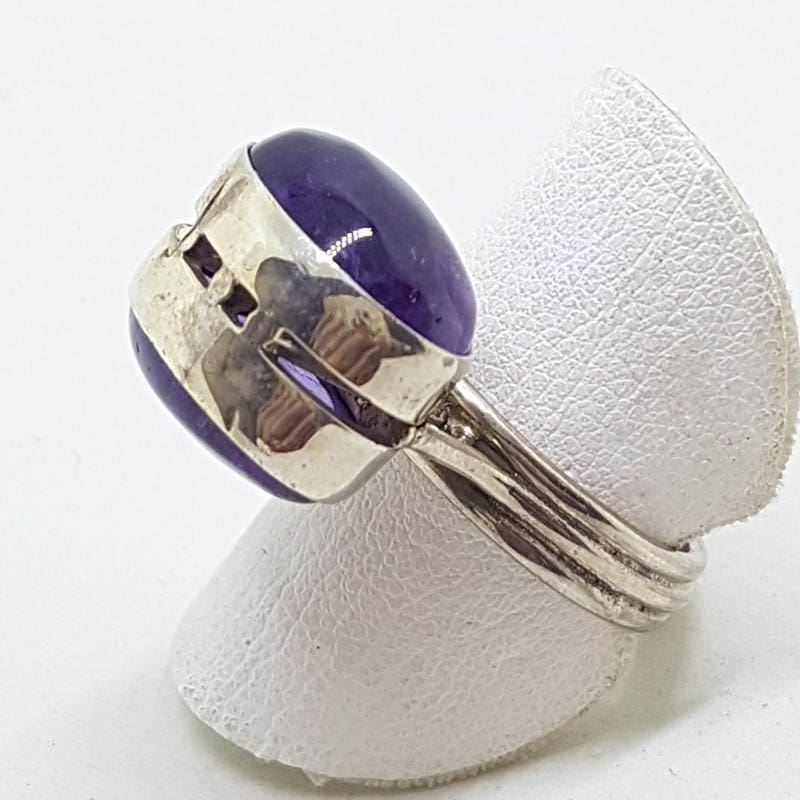 Sterling Silver Tall Unusual Amethyst Ring