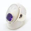 Sterling Silver Large Mother of Pearl & Amethyst Ring
