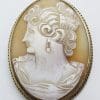 Sterling Silver Large Oval Lady Cameo Brooch